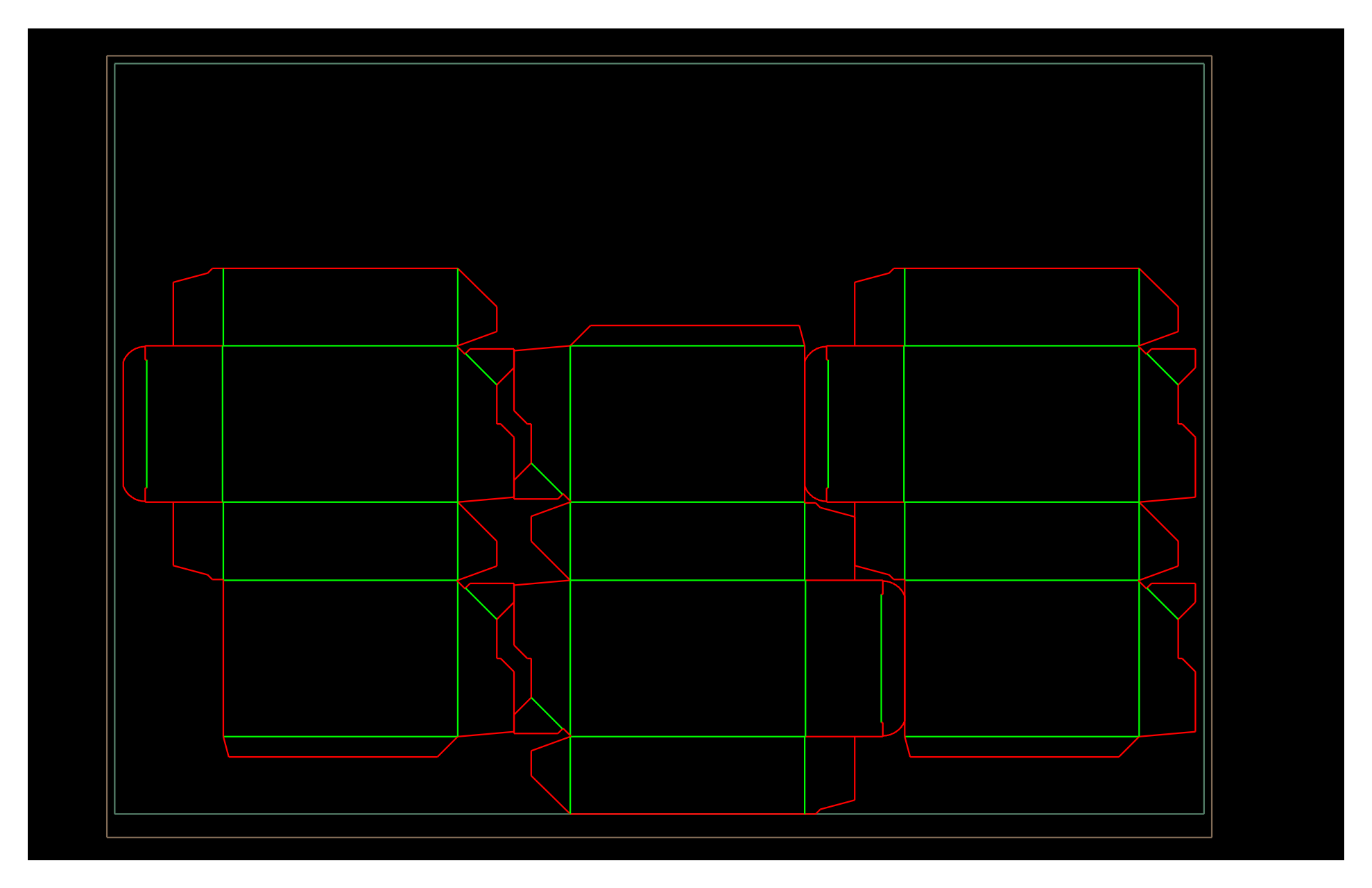 An alternative nesting template with the dielines rotated 90° across the sheet