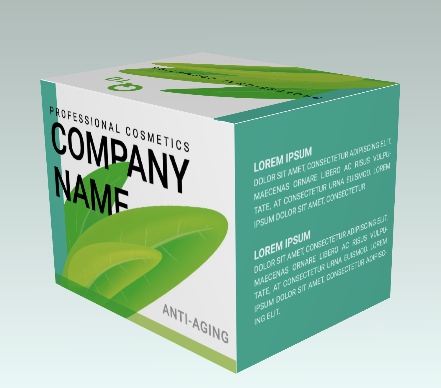 A 3D packaging mockup rendered in the Die Cut Templates 3D editor