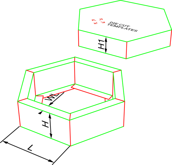 3D Image for Packaging Template Dieline for Çokgen kutular | becf-12806 D10.51.04.62